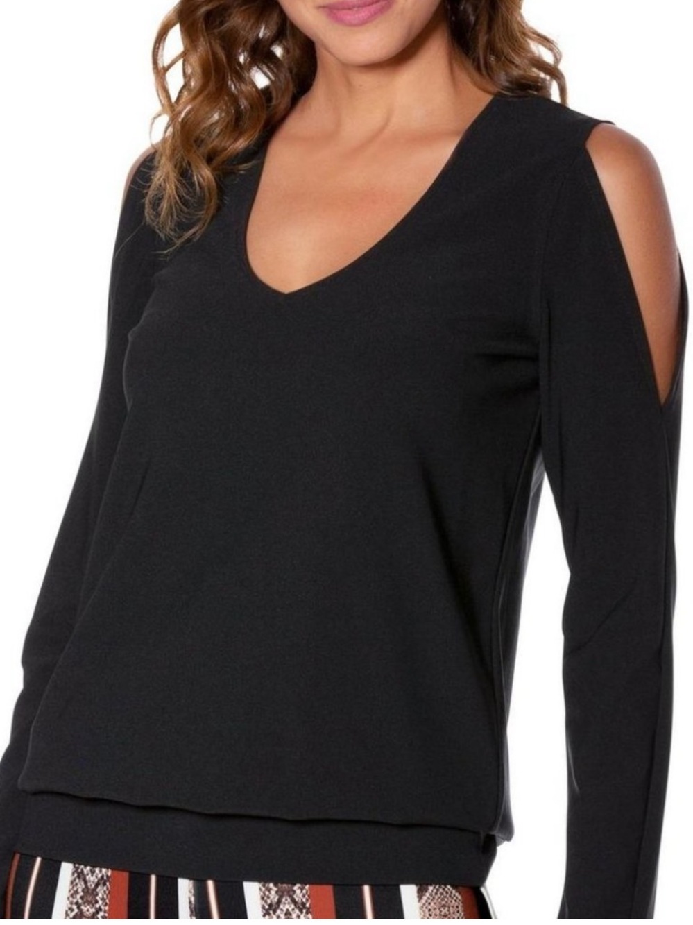 Boston Proper Cold Shoulder Top Black